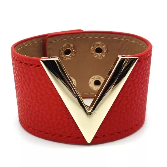 Vegan Leather Wide Cuff Bracelet - Picture 7 of 7